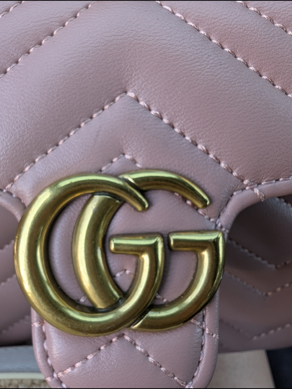 G U C C I Matelasse Mini GG Marmont Shoulder Bag Porcelain Rose - Picture 9 of 17